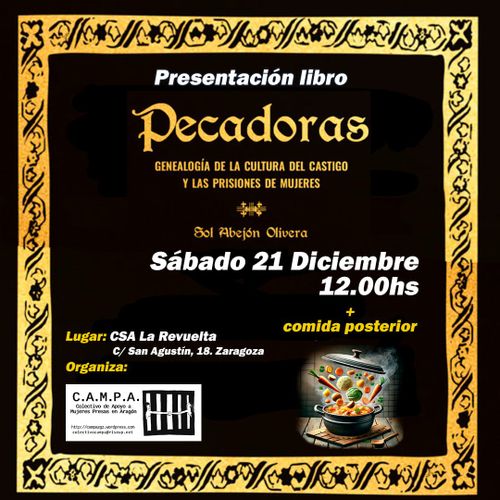 Presentación de libro "Pecadoras" + Comida