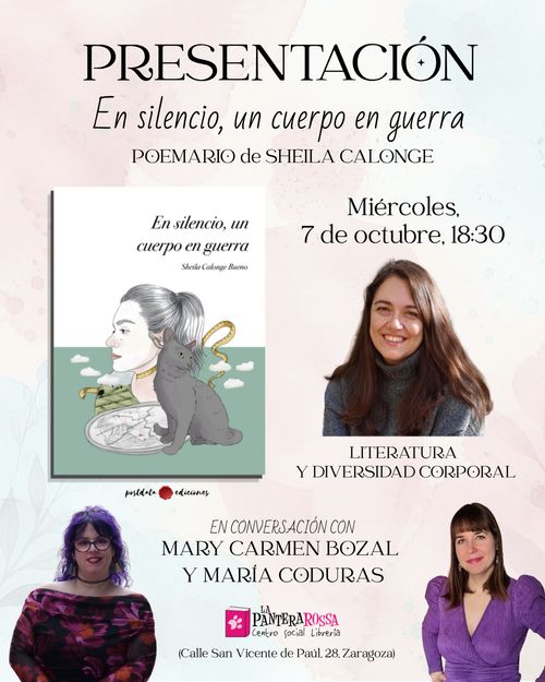 Sheila Calonge presenta su poemario 'En silencio, un cuerpo en guerra' 