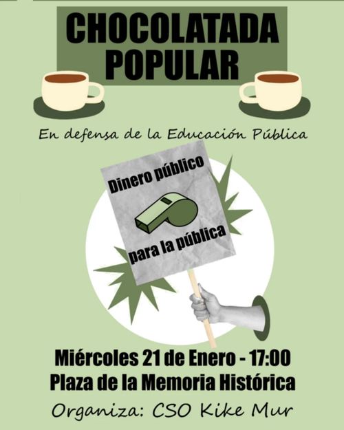 Chocolatada en solidaridad con la huelga  por la educación pública