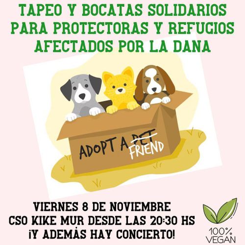 Cena solidaria para las protectoras y refugios afectados por la Dana