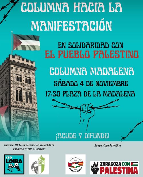 Columna Madalena hacia la manifestación solidaria con Palestina