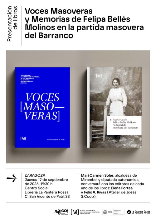 La Cultura Masovera, con los libros 'Memorias de Felipa Bellés Molinos en la partida masovera del Barranco' y 'Voces masoveras' 