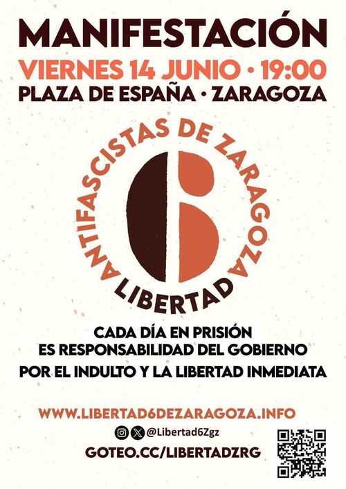 Manifestación Libertad 6 Antifascistas de Zaragoza 