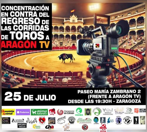 Concentración en contra del regreso de las corridas de toros a Aragón TV